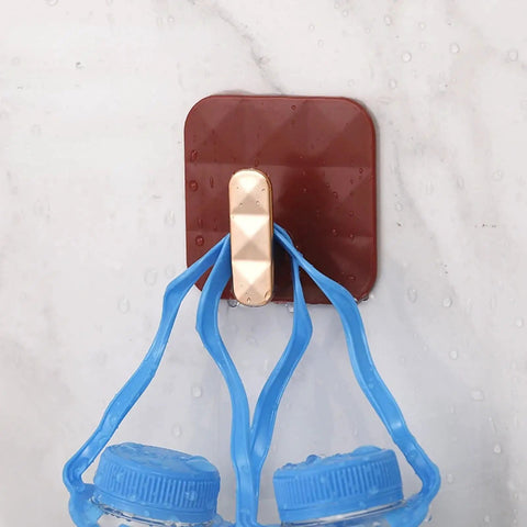 Built Tough Wall Mount Coat Hooks Heavy Duty Multi Purpose Organizer Zero Drama Install Super Slick Frosted Finish, holding two blue water bottles.