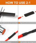 Steps to use Extra Long Heat Shrink Tubing Kit 172 Pcs, 40 Sizes, 2 To 1 Shrink Ratio with a red wire