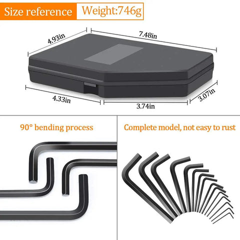 30 Piece Hex Key Set With Short And Long Arm SAE And Metric Allen Wrenches For Furniture Assembly, Bike Maintenance, Cars And More case