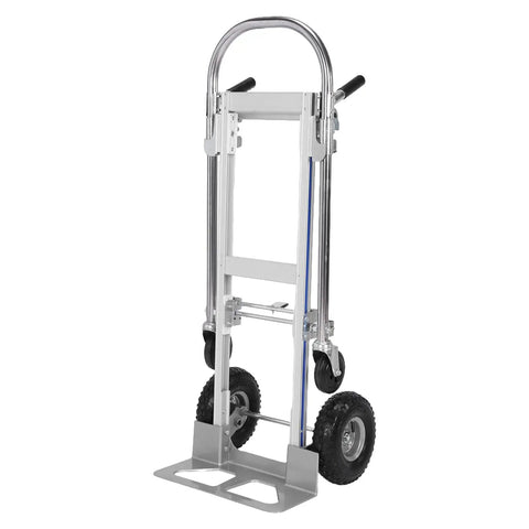 Heavy Duty 2 In 1 Portable Aluminum Dolly Cart With Smart Folding Toe Plate, compact and foldable design for easy storage.