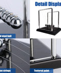 Detail display of Newtons Cradle Balance Pendulum Desk Toy For Stress Relief And Focus, featuring steel balls and nylon strings