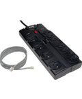 TLP1208TEL Home Theater Surge Protector Power Strip with 12 outlets, flat plug, 8ft extension cord, 2160 joules, RJ11 protection