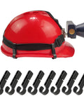 52 Pcs Hard Hat Clips For Headlamp LED Light Helmet attached to red helmet, shows anti slip stability for construction use