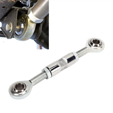 Heavy Duty Alternator Tensioner Rod Adjustable For Small Block Chevy 350 454 Engines, chrome finish with Heim joint detail
