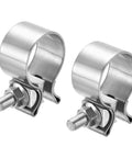 2 Pack 410 Stainless Steel Exhaust Clamp Set Adjustable From 1.69 Inch To 1.97 Inch Narrow Band Butt Joint 29mm Wide Muffler Seal Clamp
