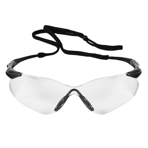 Top Shelf Frameless Safety Glasses With Heavy Duty Uv Shielding And Scratch Resistant Coating, Crystal Clear Optics Match Up With Sleek Gunmetal Temples And Tethered Neck Cord For Reliable Gear Pack Of 12
