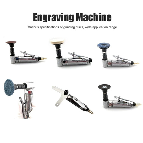 Badass Quarter Inch Air Powered 90 Degree Angled Die Grinder And Pneumatic Polisher With Coarse Emery Disk For Heavy Metal Wood Deburring Slick Finish Workhorse Tool with various grinding disks.