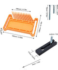 Grip That Timber Tight With These Heavy Duty Featherboards For Table Saws Router Tables And Bandsaws, orange ABS featherboard dimensions shown.