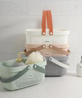 Portable Shower Caddy Tote Organizer Basket with Silicone Handle and Drainage Lightweight Plastic Storage Bin Green