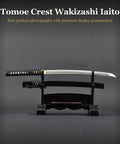 Wakizashi Iaito Unsharpened Aluminum Alloy Practice Sword For Iaido Training, 21 Inch Blade With Bo Hi on stand