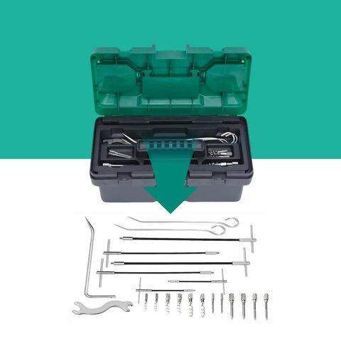 Gland Packing Removal Tool Kit With Flexible Shaft And Corkscrew Hooks, Stainless Steel Extractor Set, 23 Pieces In Tool Box