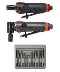 ONYX 219 3 Piece Die Grinder Kit With 90 Degree Angle Die Grinder And Mini Die Grinder Plus 8 Piece Double Cut Carbide Rotary Burr Set