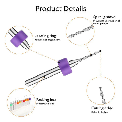 Pro Grade Micro Drill Bit Set 0.3-1.2mm Shank Tungsten Carbide Bits For PCB Engraving, Jewelry, Stone, And CNC Router Work details