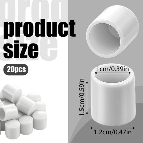 20 Pack Door Stop Rubber Tip Replacements 0.39 Inch Caps For Wall And Floor Protection White Durable Door Stopper Tips