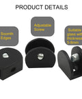 Rock Solid Black Glass Shelf Brackets 8 Pack With Mounting Screws Heavy Duty Wall Clamps for 5-8mm tempered glass with adjustable screws.