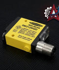 Mini Beam SM312WQD Wide Angle Diffuse Photoelectric Sensor With Quick Disconnect Connector For Reliable Object Detection In Industrial Automation And Packaging Lines, yellow housing