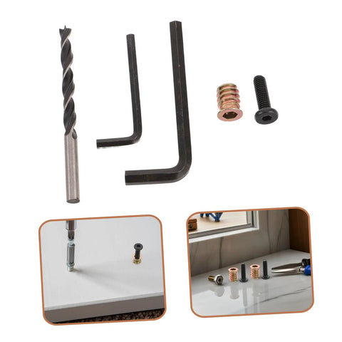 50Pc Wood Threaded Insert Nut Kit With Hex Bolts For Diy Furniture Assembly Includes 2 Wrenches And 1 Drill Bit Metal Screw Connectors