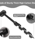 Go To Bushcraft Hand Auger Wrench For Easy Wood Drilling By KOSIBATE with leather case, thick high carbon steel, side view