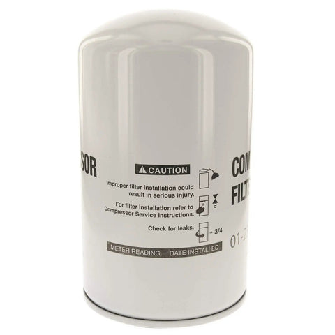 Heavy Duty Spin On Oil Filter Works Like A Charm For Air Compressors And Industrial Machinery, white cylindrical filter.