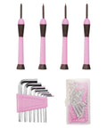 Light Pink Go To Home Tool Set Kit With Storage Case For Easy DIY Fixes Hammer Pliers Screwdrivers Tape Measure And More Chrome Plated Corrosion Resistant Hand Tools Ready To Tackle Small Projects - pink screwdrivers and hex keys