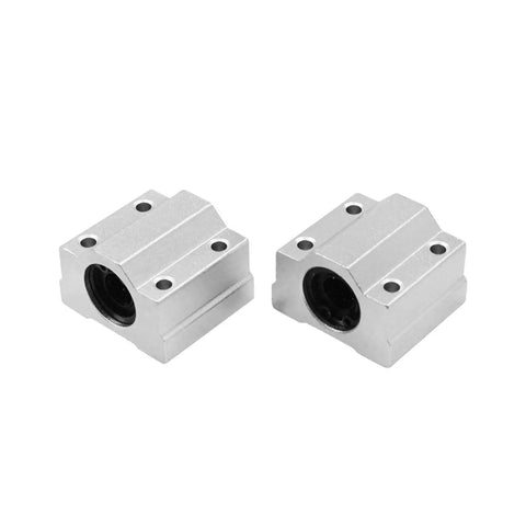4 Pack Linear Motion Bearing Slides SCS12UU 12mm Length For CNC Parts And 3D Printer Projects High Precision Rails With Smooth Low Friction Movement And Durable Build For Precision Machinery, two silver blocks