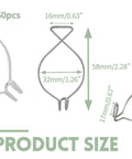 Sixty Piece Top Notch Drop Ceiling Hook Clip Set Crafted From Dang Sturdy Spring Steel For Indoor And Outdoor Crafting Projects Hanging Plants Organizing Cords And Securing Gear No Sweat Installing Ever showing product sizes and dimensions.