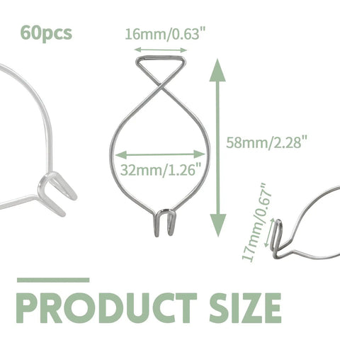 Sixty Piece Top Notch Drop Ceiling Hook Clip Set Crafted From Dang Sturdy Spring Steel For Indoor And Outdoor Crafting Projects Hanging Plants Organizing Cords And Securing Gear No Sweat Installing Ever showing product sizes and dimensions.