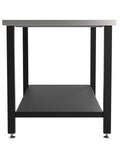 Front view of Rock Solid Metal Fabrication Prep Table For Classrooms And Shops, 60 Inch Long By 30 Inch Deep By 36 Inch High, Carbon Steel Top.