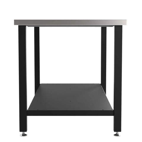 Front view of Rock Solid Metal Fabrication Prep Table For Classrooms And Shops, 60 Inch Long By 30 Inch Deep By 36 Inch High, Carbon Steel Top.