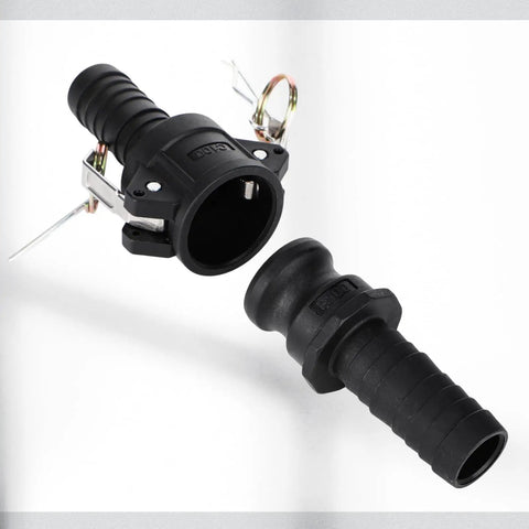 Camlock Fittings Kit 1 Inch Type C And E Polypropylene Cam And Groove Hose Fittings 8 Piece Set With 1 In Female Camlock And 1 In Male Camlock 1 In Hose Shank And Tube Couplings For Quick Connect, black polypropylene