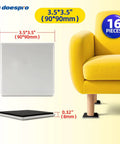 16 Pack Large Square Furniture Sliders Three Point Five Inch Heavy Duty Movers For Hardwood Floors And Carpet shown with sofa