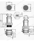 Technical diagram of GX16 2 Pin Panel Mount Circular Aviation Connector Set With Waterproof Cap dimensions and specifications.
