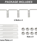 Heavy Duty 304 Stainless Steel Square U Bolts Four Pack With Plates And Nuts M8 Thread 82mm Inner Width 75mm Length package