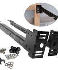 Level Up Your Sleep Setup With These Tough As Nails Bed Frame Footboard Extension Brackets Set Fits Twin Through King Sizes showing steel brackets and mounting hardware.