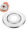 Close-up of a silver heavy duty fire sprinkler escutcheon plate from the 18 Pack Rock Solid Metal Fire Sprinkler Trim Rings.