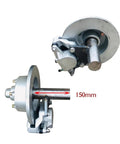 10 Inch Mechanical Disc Brake Trailer Hub And Stub Half Axle Set With Sealed Bearings 5 On 114.3mm Bolt Pattern Pair close-up of the axle and brake assembly.