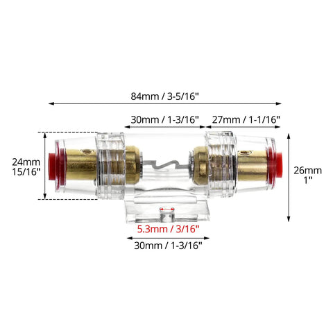 Heavy Duty Drip Proof Inline Fuse Holder With Two 60A Agu Fuses For 4 To 10 Awg Car Audio Wiring dimensions and design