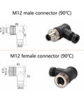 M12 4 Pin Female Connector D Code IP67 Waterproof Right Angle Industrial Circular Sensor Connector For PG7 Cable Wireable