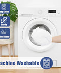Hand placing Stretchy 6 Ft Rectangle Tablecloths 2 Pack Elastic Fitted Outdoor Table Covers in washing machine