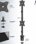 Beefy Dual Monitor Desk Mount With Height Adjustment And Vesa Plates For Two Ultrawide Lcd Screens Up To Thirty Four Inches, 31.5 inch pole.