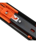 Close-up of 2 Pack Heavy Duty Metal Drawer Slides Bottom Mounted Concealed Cabinet Hardware Smooth As Butter Steel Rails.