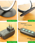Spiral LED Table Lamp Set Of 2, 10W Dimmable With 3 Color Modes details: base, anti-slip, power supply, dimmable switch