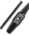 Black heavy-duty pipe thread extractor for broken threads, screw removal tool for faucets and water lines, DIY plumbing repair kit.