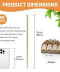 Illustration of Heavy Duty 20 Pack Wooden Dowel Rods 3/8 X 15 Inch Round Unfinished Hardwood Sticks with dimensions and smooth finish.