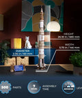 Saturn V 3D Puzzle Kit for Adults Wooden Model Rocket Set Space Shuttle Model Aerospace Engineering Gift Epic Nerdy Brain Teaser Hobby Craft Full DIY Kit for Collectors and Builders, 665 mm tall wooden model