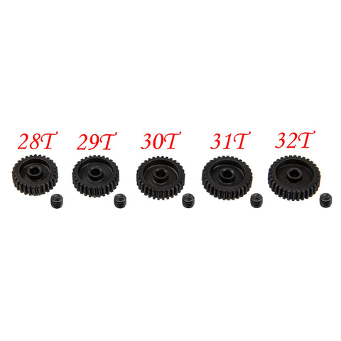 Five Pack Hardened Steel 48P Pinion Gear Sets 28T 29T 30T 31T 32T For 3.175mm Shafts Fits 1/8 Inch Compatible With Arrma HPI Kyosho Losi