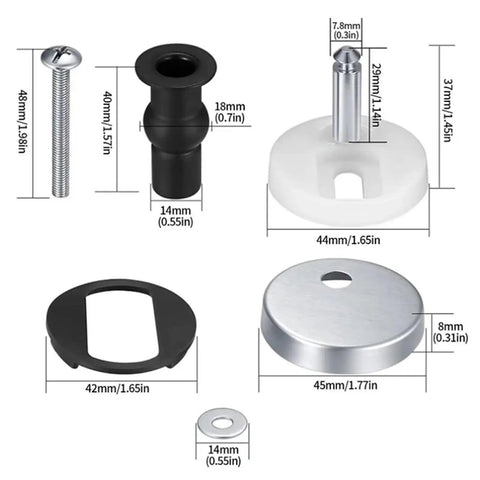 Eight Piece Toilet Seat Hinges Top Fix Pack With Mountings And Quick Release Screws For Toilet Bathroom Furniture Repairs