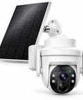 Wireless 2K HD Outdoor Security Camera With Massive 6000mAh Battery And Smart AI Motion Alerts And Rockin Night Vision And Crystal Clear Two Way Audio And Rugged IP65 Weather Armor For Home Defense White with solar panel.