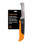 Foldable Produce Knife For Garden Harvests One Handed Safety Lock Stainless Steel Curved Blade Ergonomic Orange Handle