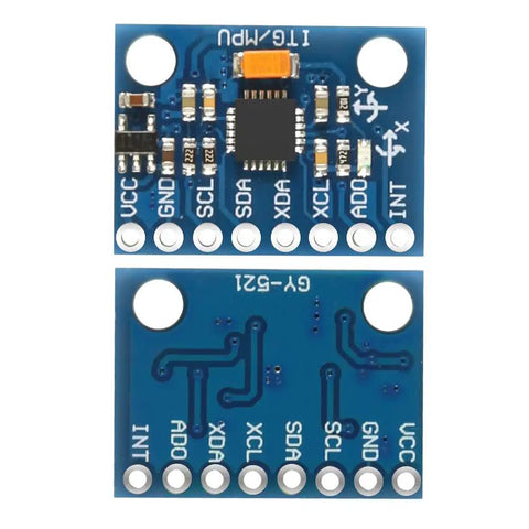 GY-521 MPU-6050 6 DOF Sensor Module Pack With 3 Axis Accelerometer Gyroscope And 16 Bit ADC Output I2C Data Interface For Arduino DIY Projects Five Piece Kit For Easy Prototyping And Robotics, blue PCB board